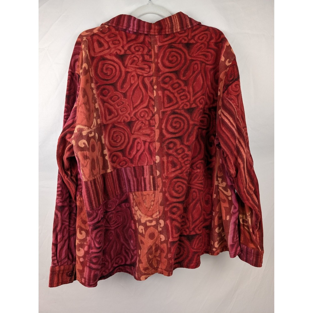 Abstract Print Patchwork Button Shirt Heavyweight… - image 7